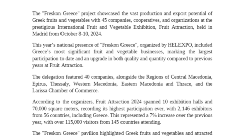 Freskon Greece Attracts Attention with 45 Companies and Organizations at the “Fruit Attraction” Exhibition –